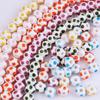 Porcelana con Esmalte de Flor Punto de Ola Agujero Grande Patrón de Cuentas Cerámicas Agujero de Fútbol Accesorios para Pulsera Collar DIY