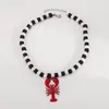 N12594 Collar con Colgante de Langosta con Goteo de Aceite Estilo Vacaciones en la Playa Europeo y Americano Za Cadena de Clavícula Moda y Linda con Perlas Blancas y Negras