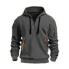 Suéter con capucha y cremallera para hombre, chaqueta deportiva informal de talla grande, para primavera y otoño, nueva, transfronteriza, con múltiples bolsillos