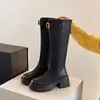 Botas de Motocicleta de Cuero con Tacón Grueso para Mujer, Moda Otoño 2026, Botas de Caballero Largas hasta la Rodilla, Adelgazantes