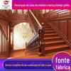 Design de fábrica clássico escadas rotativas escadas de madeira Villa escadas de madeira chinês log escadas toda a casa pode ser projetado