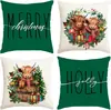 Funda de almohada navideña más vendida transfronteriza con estampado festivo de Papá Noel, funda de almohada para decoración del hogar, venta al por mayor directa del fabricante