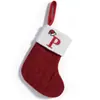 Decoración Navideña Transfronteriza Nueva Calcetines Navideños Rojos Tejidos Lindos Colgante Creativo Festivo Bordado de Letras