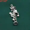 Anillo Cuadrado Doble de Peso de Plata de Ley Accesorios de Golpeteo Retro Vestido Hoja de Loto Loto Dosel de Loto Material Hecho a Mano DIY Accesorios