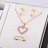 Collar de novia con pendientes de corazón, joyería de diamantes de amor sencilla y de gran venta en Europa y América, disponible en stock.