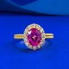 Joyería Mu Jing Nuevo Anillo S925 Plata Chapado en Oro Europeo y Americano Papalacha Color Loto Ovalado 6*8 Clásico Joker