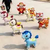 Balão de Folha de Alumínio Ano Novo do Cavalo Zodíaco Desenho Animado Pônei com Rodas Andando em Pé Presente para Crianças Adereço para Foto