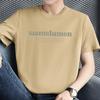 Camiseta de algodón para hombre, ropa de verano de manga corta, camiseta de cuello redondo con estampado de letras de marca de moda, camiseta de algodón de media manga, moderna y combinable con todo.