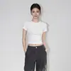Camiseta de Manga Curta com Gola Redonda para Mulheres, Verão Minimalista Versátil Slim-Fit Estilo Americano Top Garota Picante