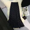 Tres Estándares Completos, Calidad Tmall, Borde de Cinco Líneas, Falda de Pana Azul-Gris a Cuadros Cepillada, Engrosada para Otoño e Invierno