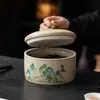Tarro Grande de Té Suelto Pu'Er Cerámica Retro China Sellado a Prueba de Humedad Tarro de Almacenamiento para Té Negro Té Verde con Tapa