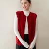 Nuevo Chaleco de Punto con Bolsillo Exterior Otoño e Invierno con Cremallera Chaleco Sin Mangas de Cachemira Color Sólido Apilado Cardigan de Doble Extremo para Mujer