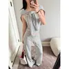 Pijama Rayado Blanco y Gris Estilo Japonés para Mujer, Nuevo Modelo Primavera y Otoño 2025, Talla Grande, Parte Superior de Manga Larga y Pantalones Largos, Adecuado para Usar Afuera como Ropa de Casa