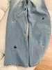 Chao Li tiene en stock jeans de pierna ancha para mujer, nuevo estilo de otoño, azul claro estilo americano, de cintura alta, pantalones rectos ajustados para personas petite.