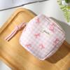 Bolsa Quadrada Girly Heart para Armazenamento de Cosméticos Estilo Coreano Pequena Xadrez Bolsa para Absorvente Íntimo Estudante Pequena Bolsa para Cabo de Dados de Fone de Ouvido