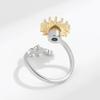 Anillo de Girasol Giratorio Explosivo Shake Tone para Mujer Anillo de Girasol Completo de Circonita Microincrustado Anillo de Descompresión para la Ansiedad para Mujeres