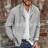 Exportación Europea y Americana Traje Casual Holgado de Algodón y Lino para Hombre Color Sólido Chaqueta Casual Cárdigan para Hombre Top de Manga Larga