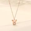 Elaine Jewelry - Collar de plata de ley S925 con diseño de oso de dibujos animados, joyería de moda con diamantes, cadena para clavícula para mujer
