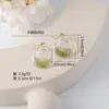 Pendientes de Navidad de Flores Secas de Amazon Diseño Verde Creativo Hechos a Mano de Resina Pendientes de Árbol de Navidad Pendientes de Nicho