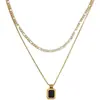 Collar Cuadrado Negro de Doble Capa de Alta Gama Más Vendido Transfronterizo Lujo Accesible para Mujer Estilo Ins de Nicho Collar de Acero de Titanio