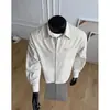 Camisa larga negra de imitación lino para hombre, chaqueta camisa holgada de otoño, suelta y versátil con cuello de solapa