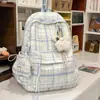Nova Mochila Escolar para Meninas Verão Xadrez Retrô Artística Estilo Ins Design de Nicho Versátil Simples Mochila de Grande Capacidade