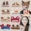 Faixa de cabeça fofa de pelúcia para lavar o rosto, faixa de cabelo feminina para lavar e aplicar máscaras faciais, acessório de cabelo, elástico de cabelo, presilha de cabelo