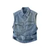 Chaleco de mezclilla estilo retro americano para hombre, chaqueta sin mangas moderna y versátil para primavera y otoño, chaleco casual para hombre
