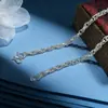 Cadena Retorcida Cuadrada Onda de Plata Pura S990 Plata de Ley Collar con Patrón de Onda para Mujer Cadena Sencilla Lisa Cadena para el Cuello Collar de Plata para Clavícula