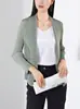 Abrigo de Primavera y Otoño 2025 para Mujer Textura Plegada de Alta Gama Miyake Elegante para el Trabajo Versátil Cardigan con Solapa Top para Mujer