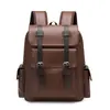 Mochila retro estilo británico de cuero PU suave para Amazon transfronterizo, casual, gran capacidad, adecuada para salidas y viajes, con hebilla de cinturón