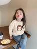 Camiseta de Algodón Puro de Manga Larga para Niñas Dibujos Animados Primavera y Otoño Nueva Camiseta Básica de Cuello Redondo Moda Infantil Top Dulce