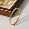 INS Pulsera de acero de titanio estilo europeo y americano ajustable oro de 18K pulsera que no se decolora joyería de mano de acero inoxidable con circonita de alta calidad para mujer