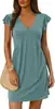 Ropa de Mujer Transfronteriza de Comercio Exterior Europeo y Americano, Vestido Mini de Tirantes Ruched con Escote en V y Mangas Acampanadas Más Vendido en Amazon