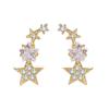 Aretes de estrella de plata esterlina S925 transfronterizos para mujer, largos, sencillos, estilo hada, circonita Joker, aretes de estrella de cinco puntas al por mayor