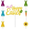 Decoración de pastel de Pascua transfronteriza, tarjeta creativa de zanahoria y conejo de colores, suministros para pastel de Pascua con tarjeta grande