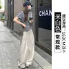 Pantalones Anchos de Algodón y Lino Morados para Mujer, Verano Delgados 2026 Nuevos Pantalones Rectos de Lino de Cintura Alta, Estilo Perezoso, Pantalones Casuales Adelgazantes