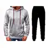 Moletom com Capuz Casual Masculino Novo Moda Splicing de Linha Moda Conjunto