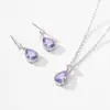 Colar de Prata de Lei S925 com Pingente de Pedra Sintética Cristal Roxo Claro Corrente de Clavícula Elegante Elegante de Luxo Leve Nicho Feminino