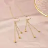 Brinco de Fio com Contas de Transferência em Ouro Rosé 18K com Longa Franja para Mulheres 2020 Estilo Quente de Celebridade da Internet Brincos para Mulheres Coreia