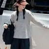 Conjunto de tres piezas para niñas de otoño, casual, con rayas, capa base de algodón y pantalones de trabajo, pantalones largos de pierna ancha para niños mayores