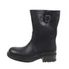 Botines de moda para mujer con plataforma gruesa, tacón grueso y punta redonda, nuevo estilo 2026, botas elegantes y estilizadas hasta la mitad de la pantorrilla, versátiles con hebilla de cinturón, botas de montar