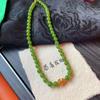 Colar Original Estilo Chinês Calcedônia Esmeralda Corrente para Clavícula Feminina Ouro Areia Cabaça Ruyi Moda Corrente de Lã Versátil