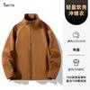 Jaqueta Soft Shell 2025 Logo Impresso Personalizado Casual de Negócios Roupas de Trabalho Gola Alta Corta-vento Jaqueta de Trabalho Jaqueta para Homens