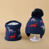 Set de dos piezas de gorro con temática de dinosaurios, nuevo estilo otoño/invierno, gorro para bebé que cubre las orejas, gorro de punto unisex, disponible para producción personalizada
