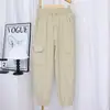 (Roupas leves) Calça casual versátil de primavera e verão Calça esportiva solta de seda gelada masculina Macacão com amarração no tornozelo feminino para casal em