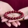 Pulsera de Cinabrio Mineral Crudo con Cuentas Redondas Facetadas, Círculo Único, Alto Contenido de Arena Roja Oro Púrpura, Joyería de Pulsera Unisex Regalo para el Año de Nacimiento