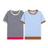 Estilo europeo y americano transfronterizo, popular en AliExpress, camiseta a rayas de manga corta moderna y casual