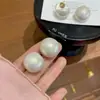 Brincos de Tarraxa Grandes com Pérola, Geométricos em Forma de C, Agulha de Prata, Estilo Novo, Elegantes e Versáteis para Uso Diário, Brincos Femininos
