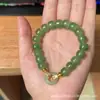 Pulsera de Jade Hetian Natural Imitación con Hojitas, Regalo de San Valentín, Estilo Popular